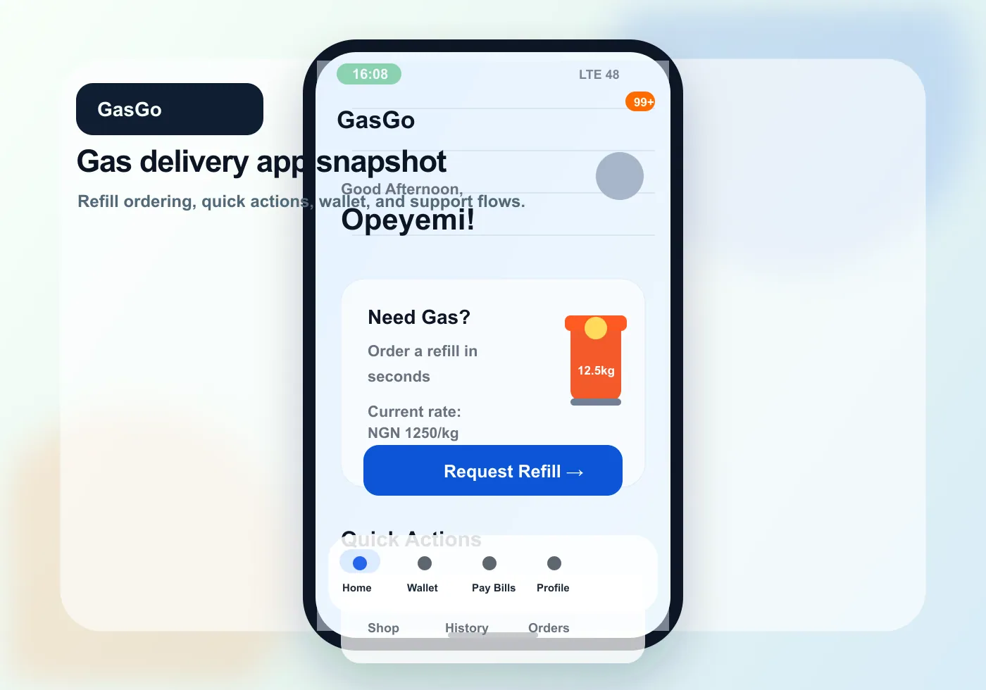 GasGo mobile app preview built by ORISUN